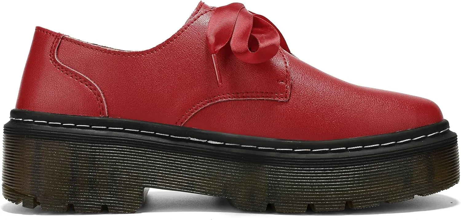 Women Lace-up Platform Chunky Loafers Classic Lug Sole Oxford Shoes Business Work Office Dress Shoes