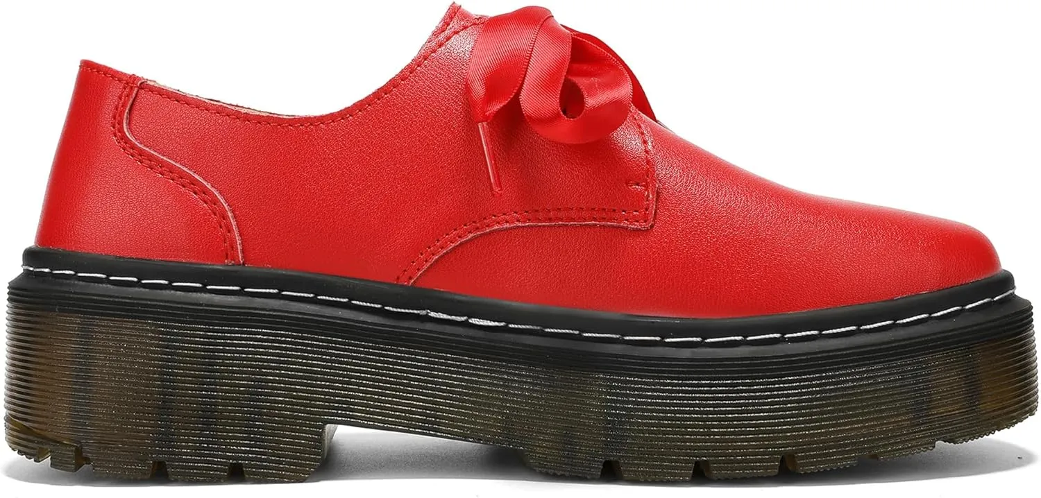 Women Lace-up Platform Chunky Loafers Classic Lug Sole Oxford Shoes Business Work Office Dress Shoes