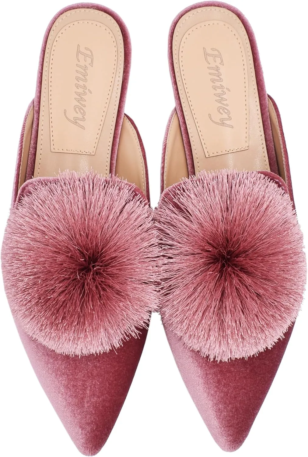Women's Backless Comfort Slip On Loafers Flats Cute Pom Pom Mule Slippers Casual Shoes