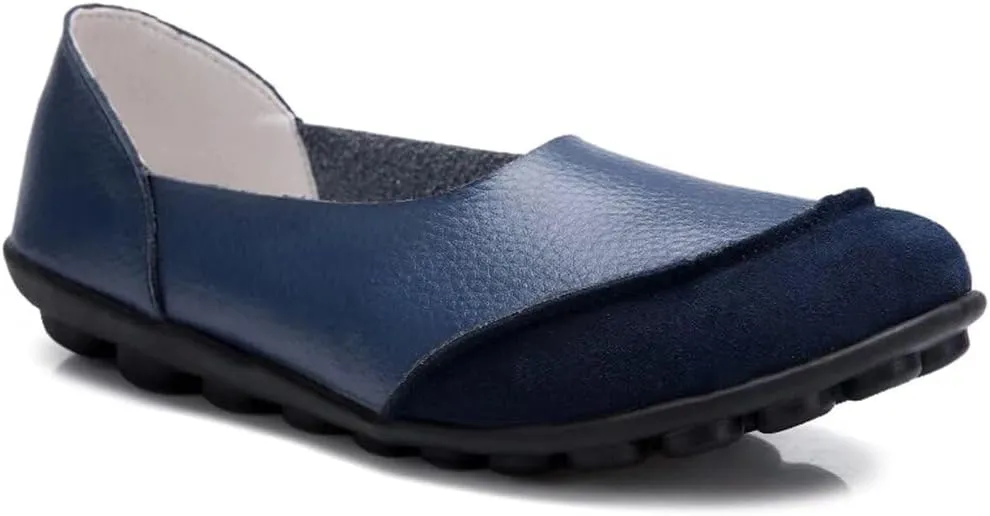 Women's Cowhide Leather Loafers Flats Moccasins Slip-On