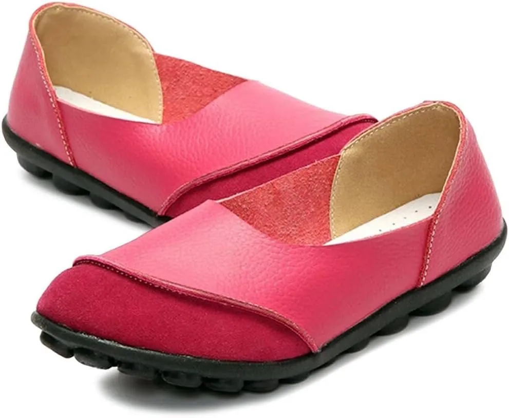 Women's Cowhide Leather Loafers Flats Moccasins Slip-On