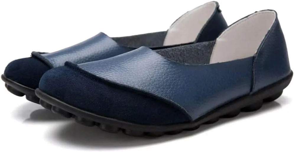 Women's Cowhide Leather Loafers Flats Moccasins Slip-On