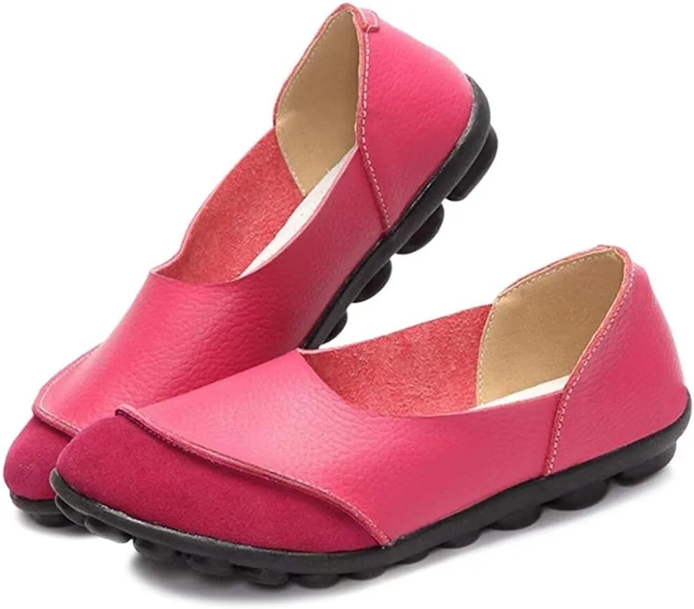 Women's Cowhide Leather Loafers Flats Moccasins Slip-On