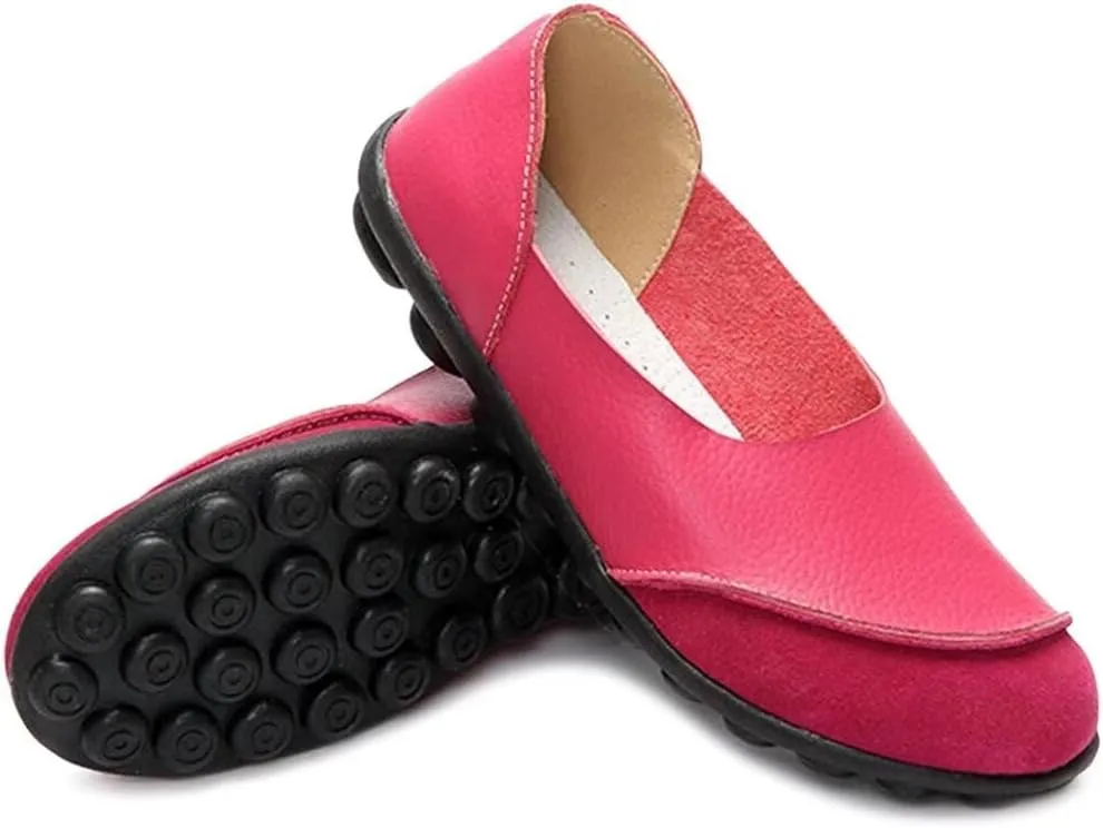 Women's Cowhide Leather Loafers Flats Moccasins Slip-On