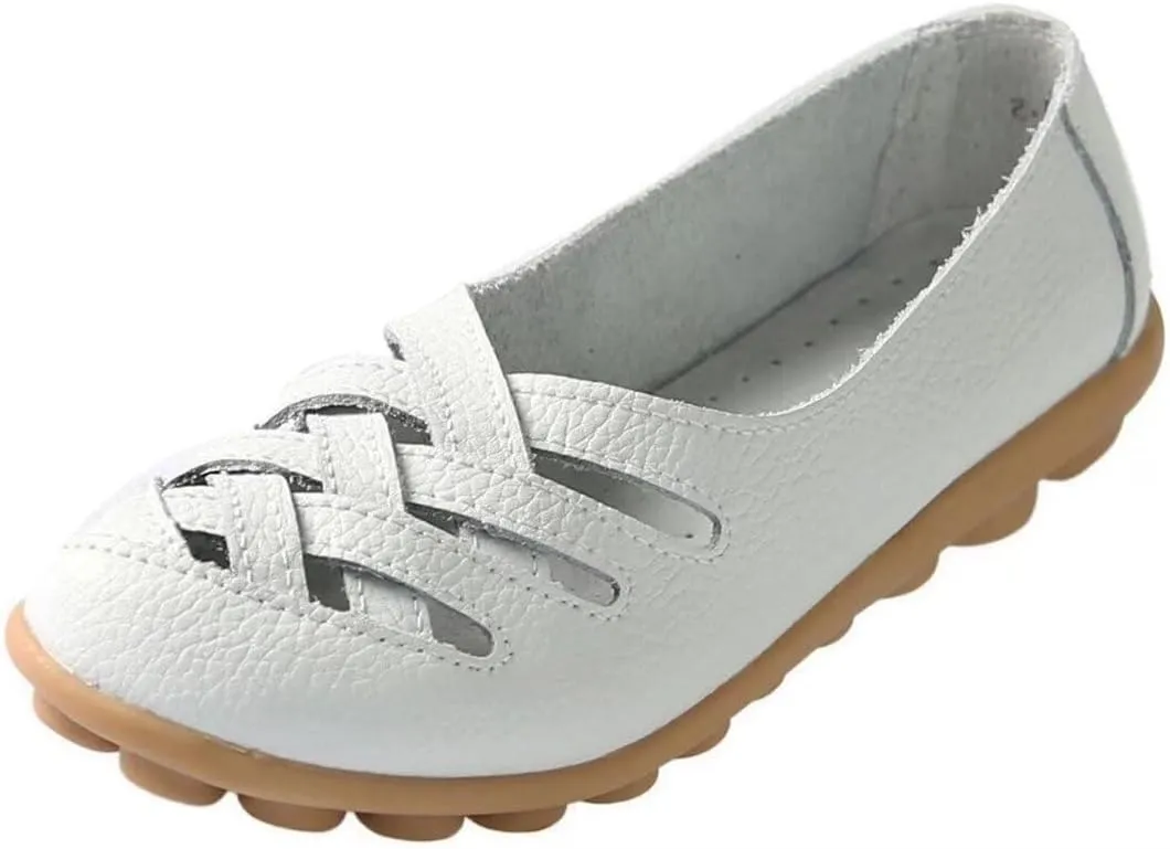 Women's Cowhide Loafers Flats Sandals Slip-On Driving Shoes
