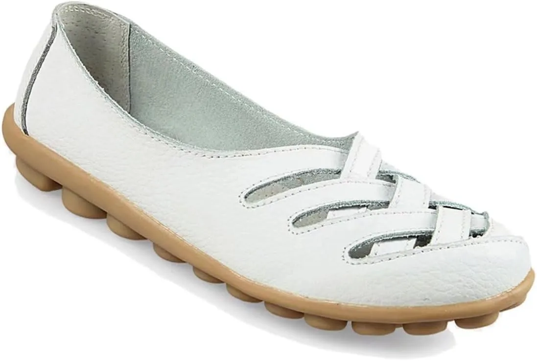 Women's Cowhide Loafers Flats Sandals Slip-On Driving Shoes