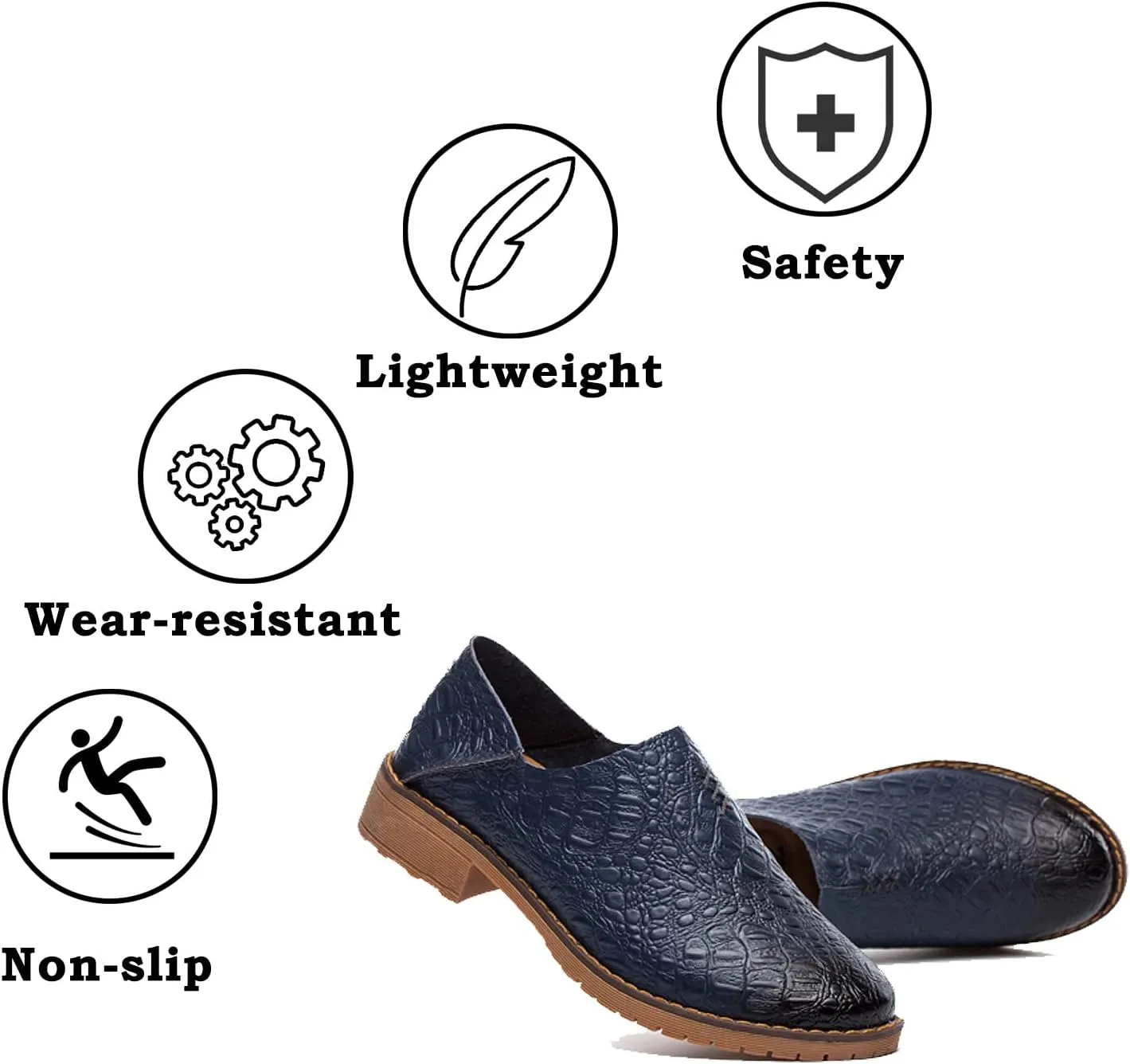 Women's Fashion Leather Penny Loafer Drop-in Heel Slip On Flats Mules Shoes