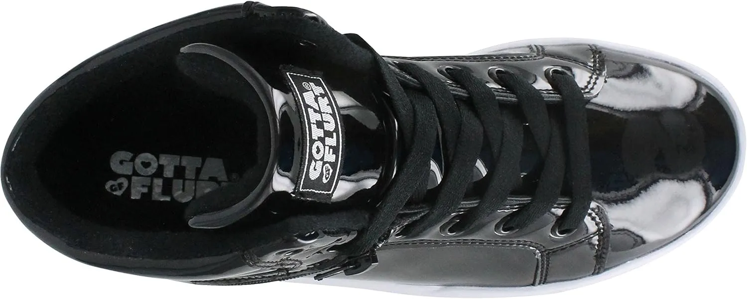 Women's Gamma Mid Top Shinning Patent PU Fashion Sneakers Lace-Up Dance School Student Shoes for Women