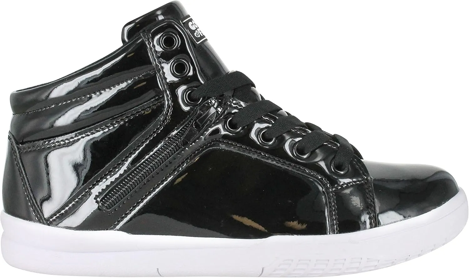 Women's Gamma Mid Top Shinning Patent PU Fashion Sneakers Lace-Up Dance School Student Shoes for Women
