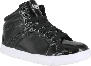 Women's Gamma Mid Top Shinning Patent PU Fashion Sneakers Lace-Up Dance School Student Shoes for Women