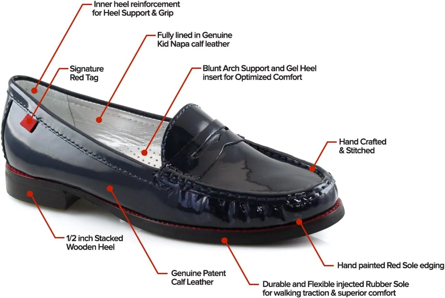 Womens Genuine Leather Comfort Slip on Penny Loafers