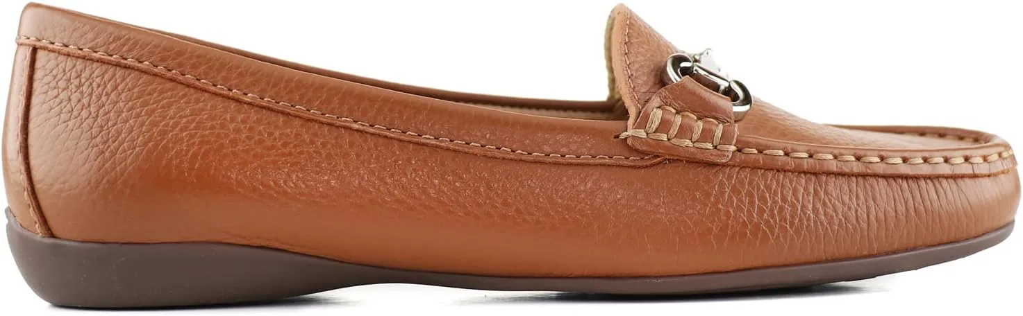 Women's Genuine Leather Slip on Buckle Loafer