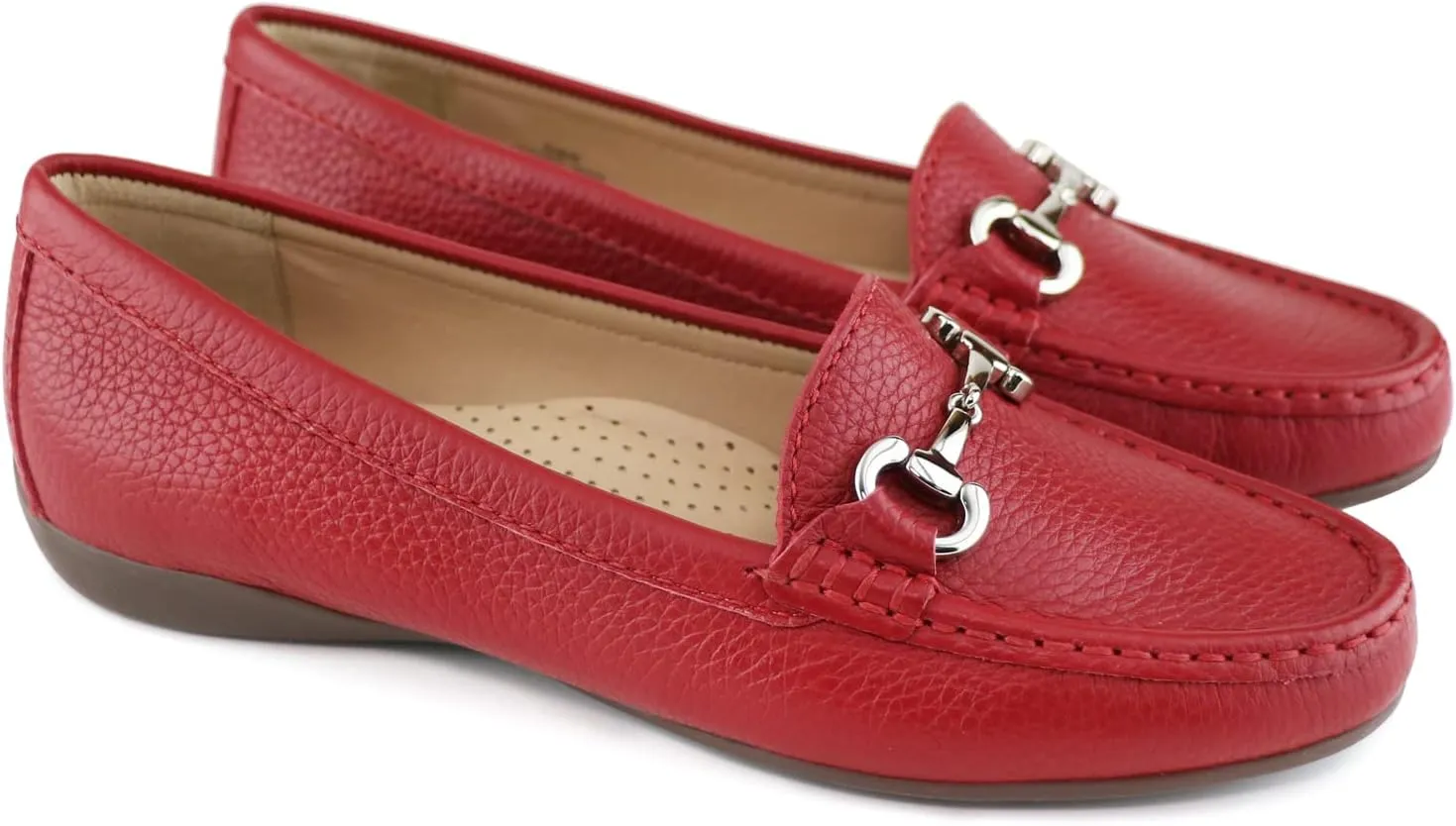 Women's Genuine Leather Slip on Buckle Loafer