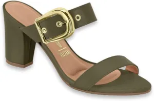 Women's Heeled Sandals with Buckle Strap,(4 COLORS) BLACK GOLD,OLIVE,BEIGE,BLACK