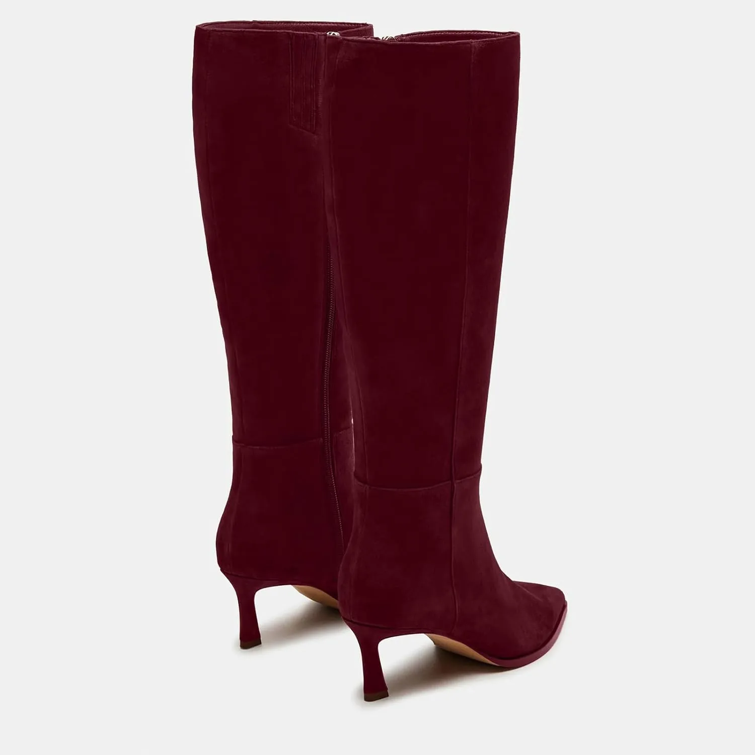 Womens Knee High Boots Kitten Heel Pointed Toe Faux Leather Long Boots Stiletto Side Zipper Comfortable Tall Boot