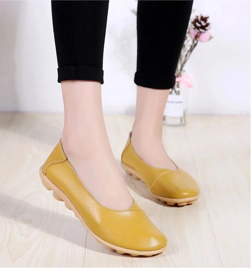 Women's Leather Shoes Loafers Slip-Ons Flats Casual Walking Driving