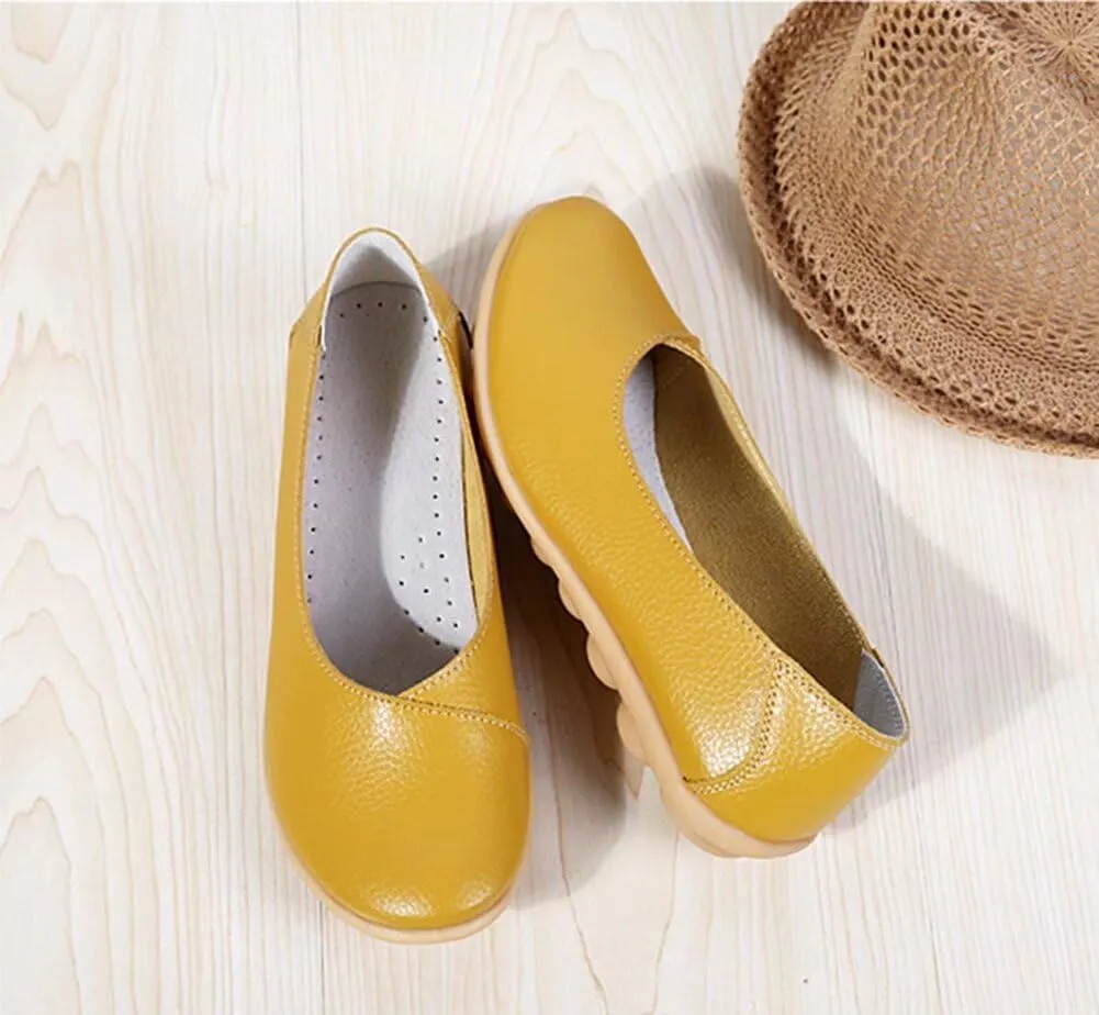 Women's Leather Shoes Loafers Slip-Ons Flats Casual Walking Driving