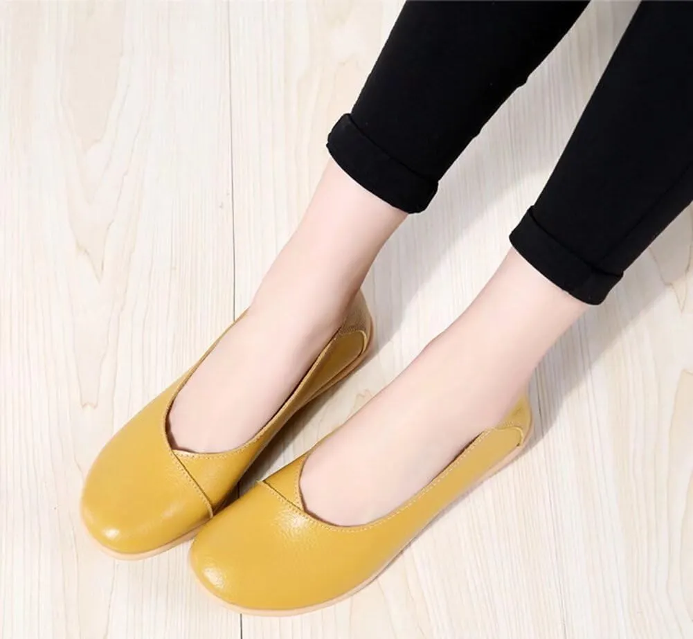 Women's Leather Shoes Loafers Slip-Ons Flats Casual Walking Driving