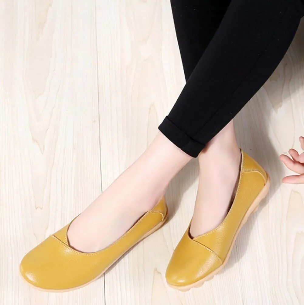 Women's Leather Shoes Loafers Slip-Ons Flats Casual Walking Driving