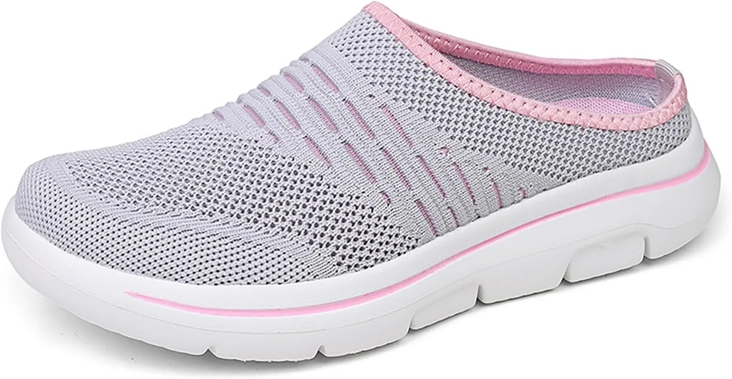 Women's mesh Breathable Soft Sole Mules Fashion Knitted Backless Slip on Lightweight Walking Shoes Casual Comfortable Outdoor Sports Wedge Mule