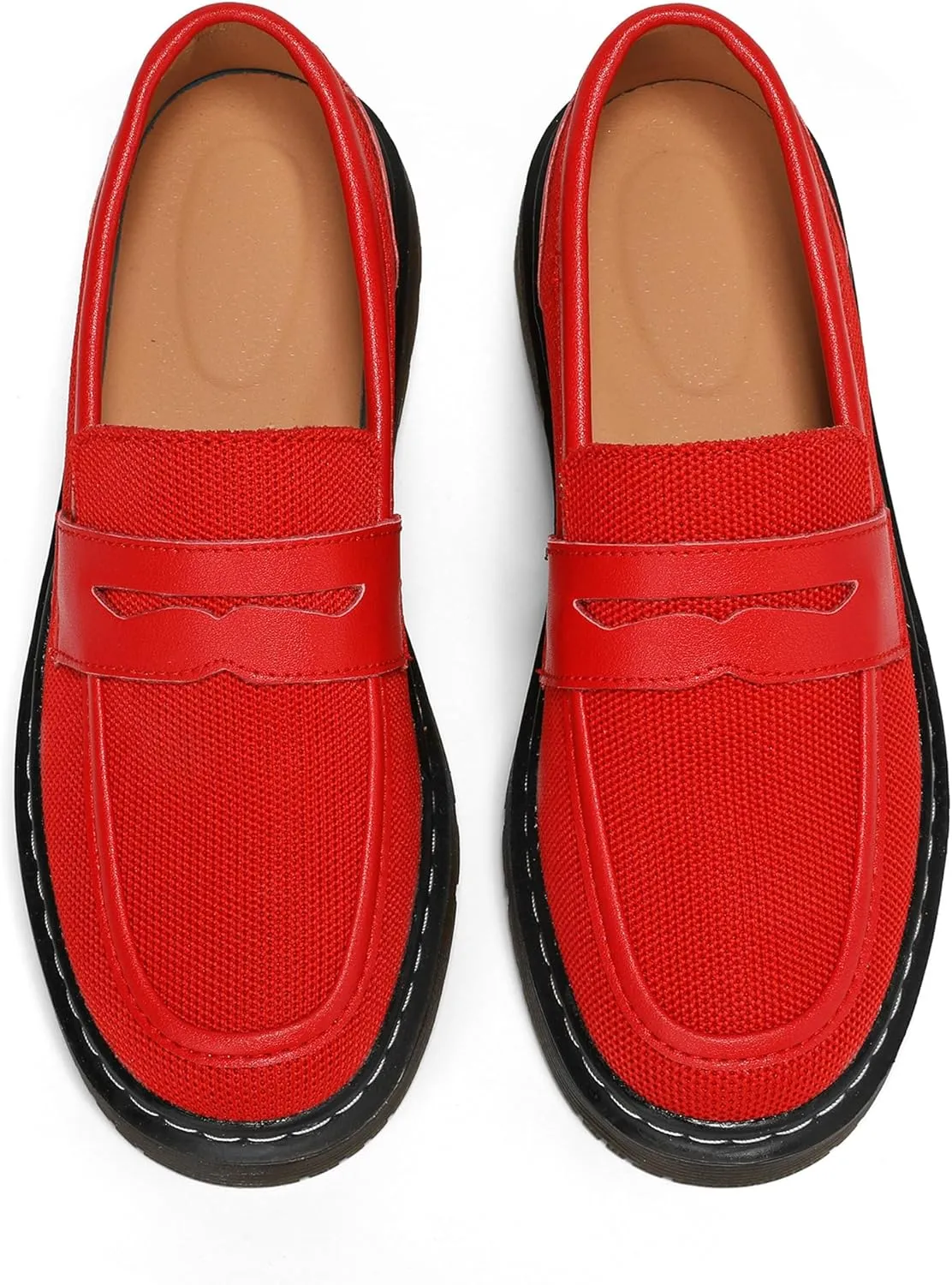 Women's Mesh Penny Loafers Breathable Knitted Flat Shoes Comfortable & Lightweight Slip-Ons