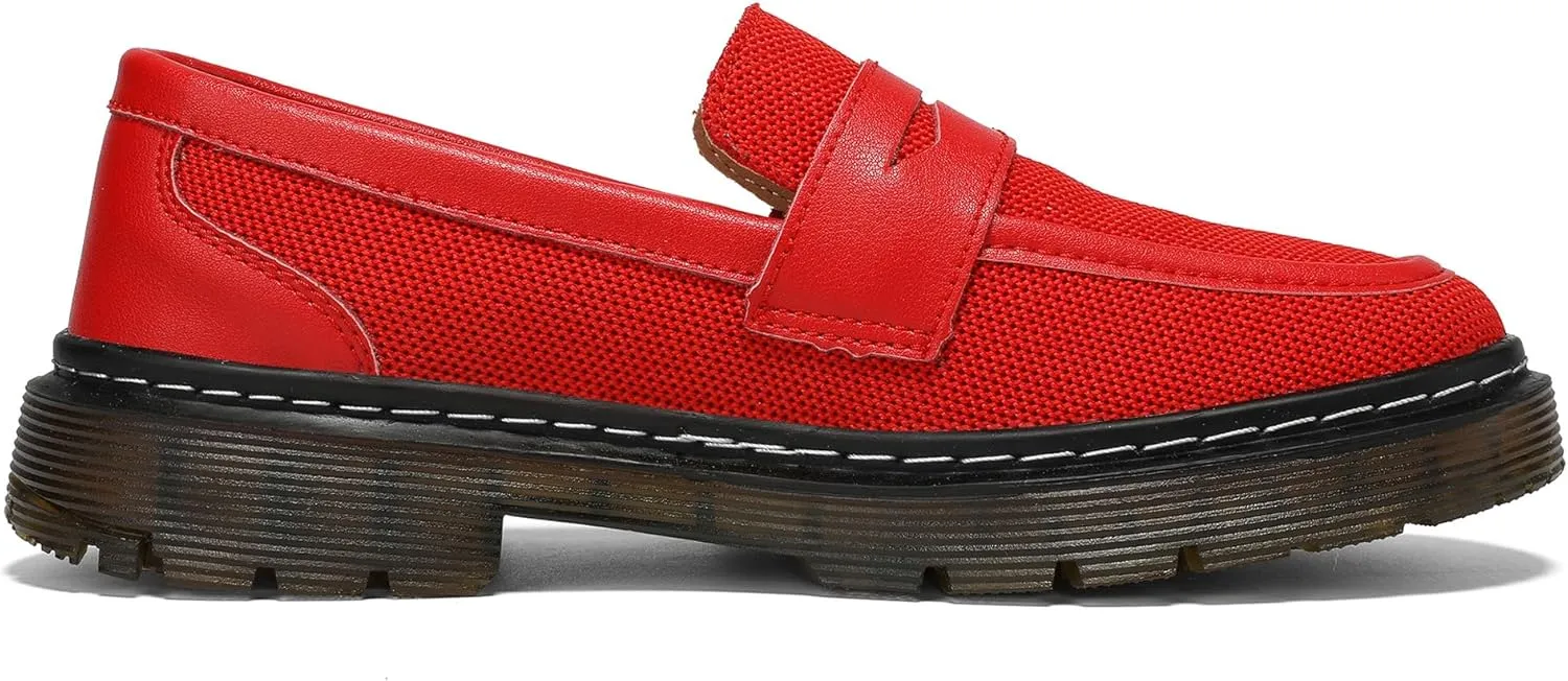 Women's Mesh Penny Loafers Breathable Knitted Flat Shoes Comfortable & Lightweight Slip-Ons