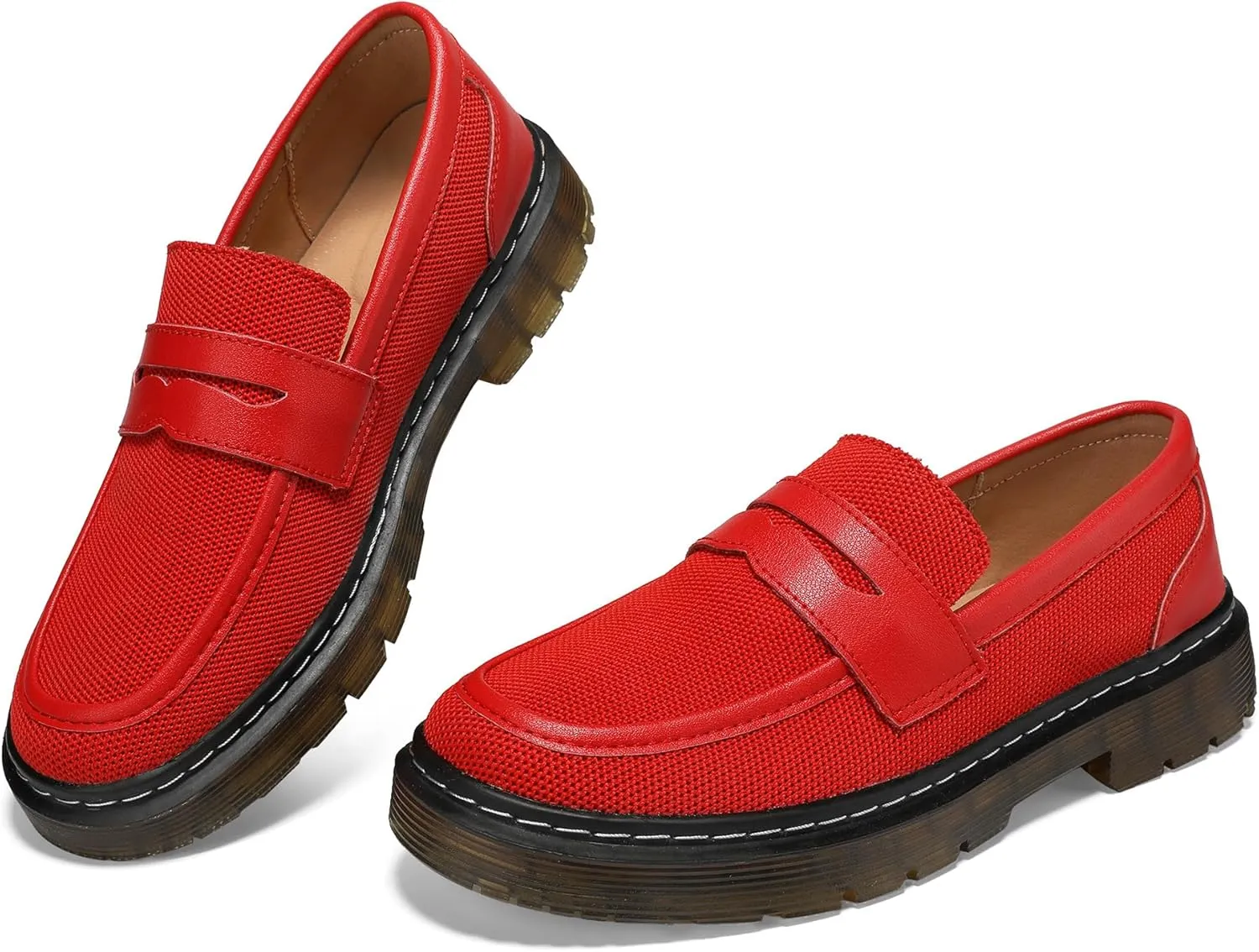 Women's Mesh Penny Loafers Breathable Knitted Flat Shoes Comfortable & Lightweight Slip-Ons