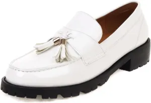 Women's Patent Leather Tassel Chunky Loafer Casual Slip On Platform Loafer Work Shoes