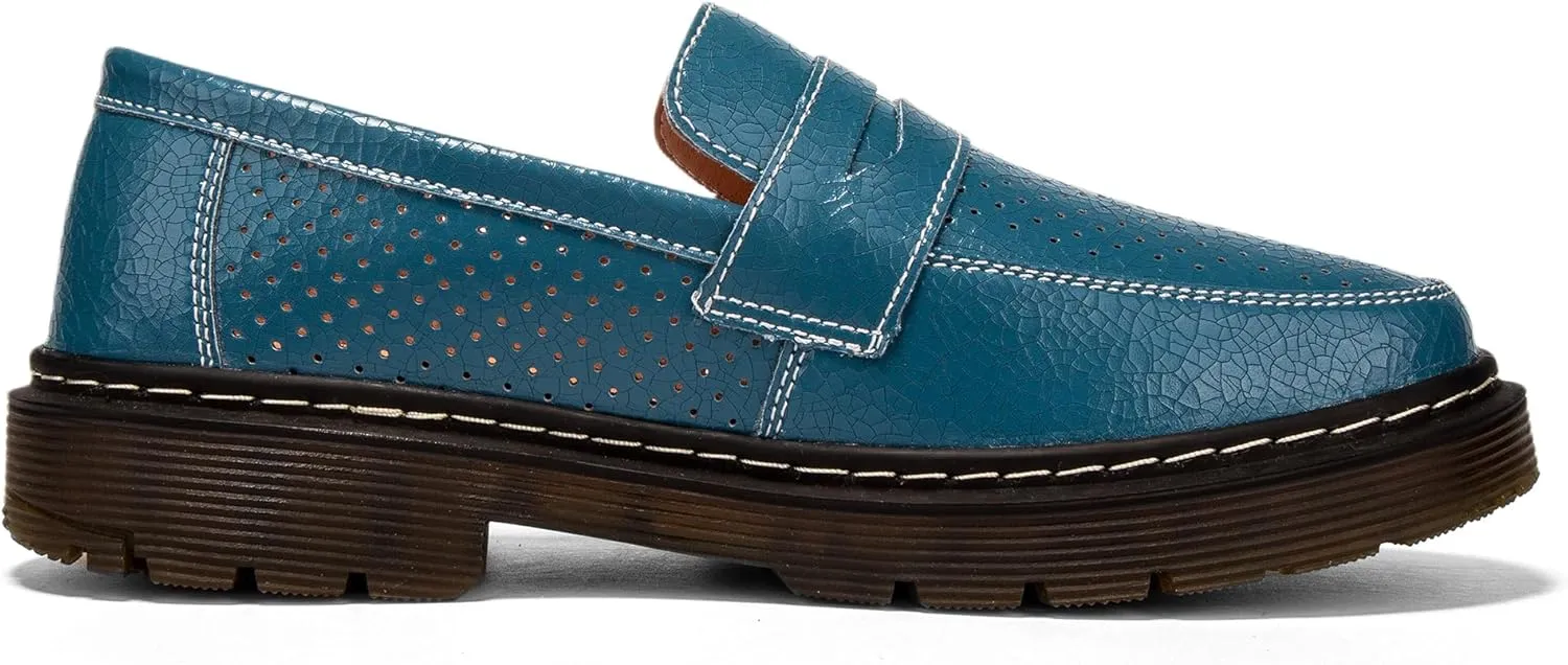 Women's Penny Loafers Breathable Perforated Loafers for Women