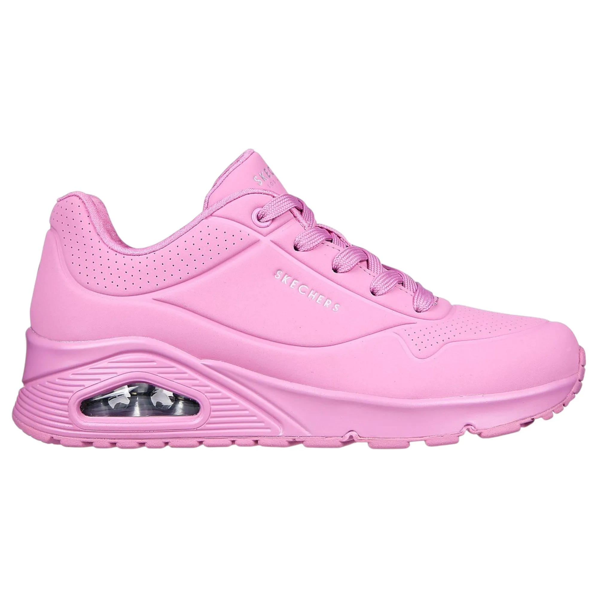 Womens Skechers Uno - Stand On Air Pink Lace Up Sneaker Shoes