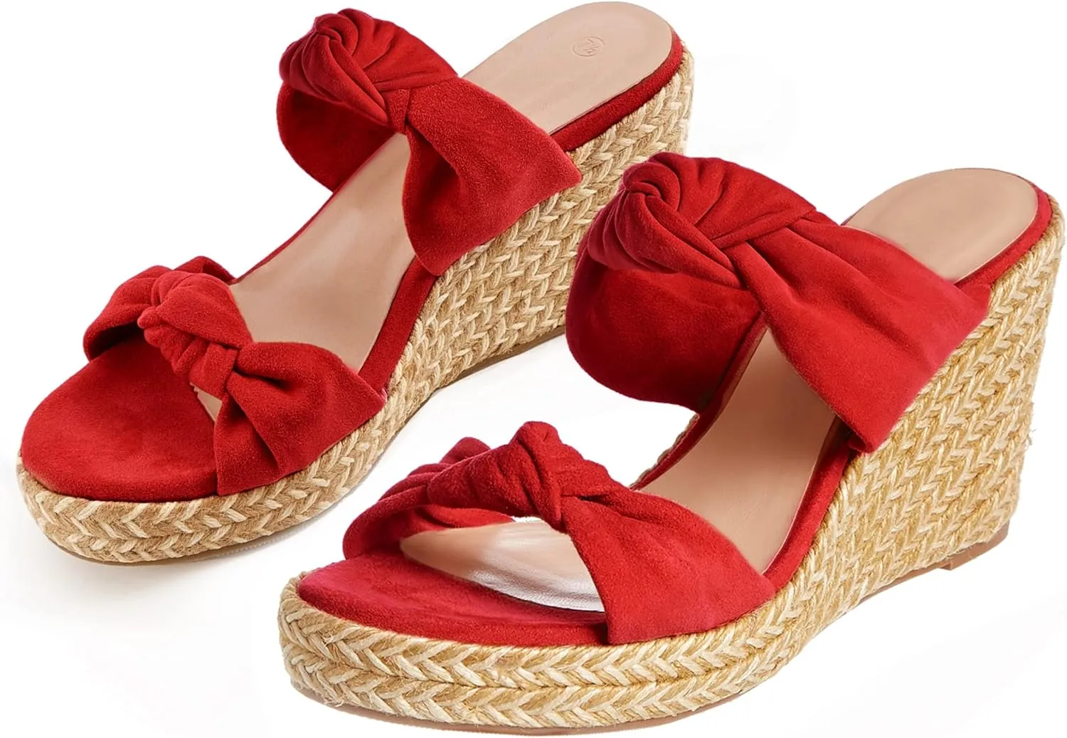 Womens Slip on Espadrilles Wedges Sandals Slides Platform Bow Open Toe Summer Dressy Mules Shoes