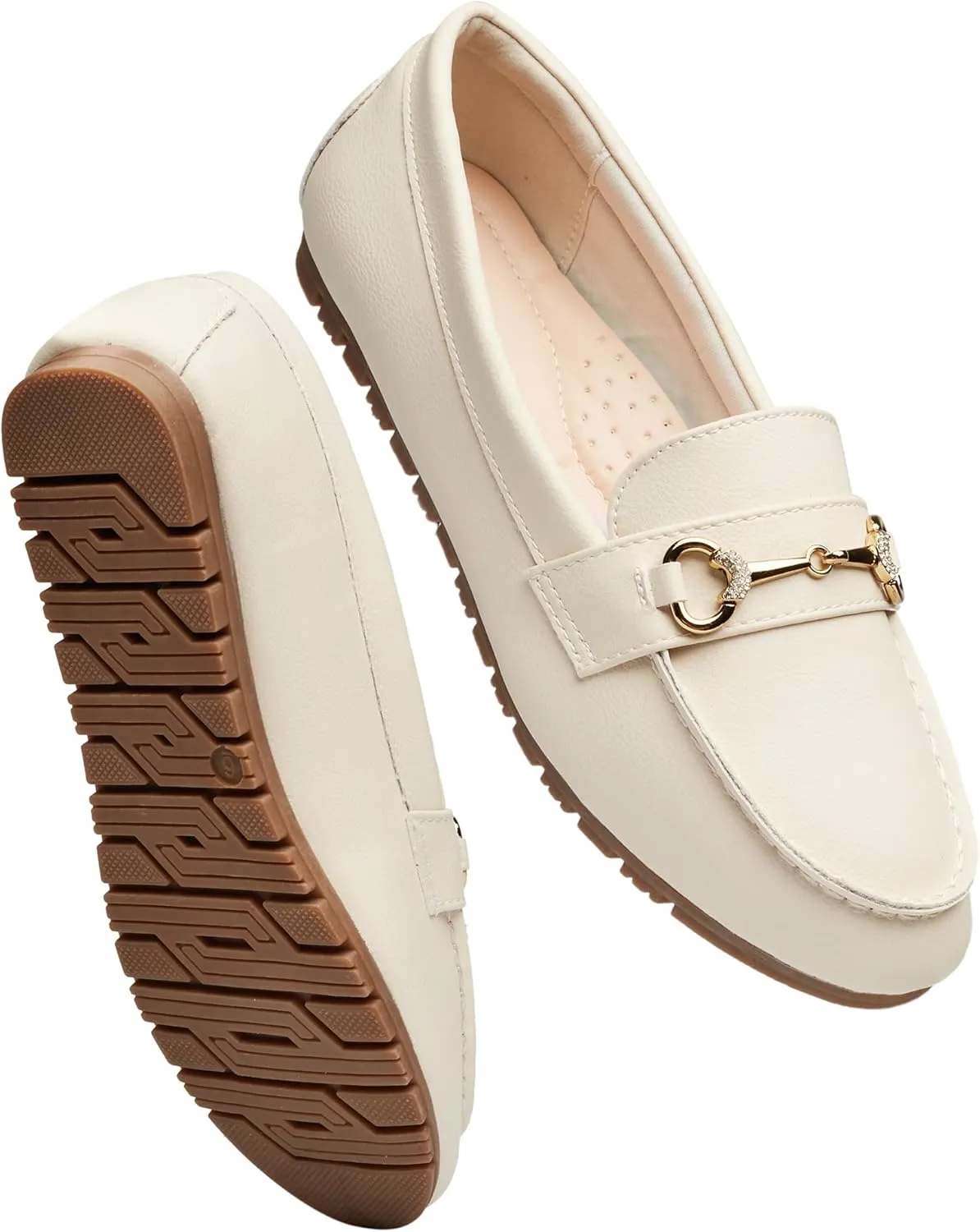 Women's Wide Loafers Casual Slip on Flat Shoes Women's Comfort Penny Loafers with Arch Support Women Dressy Moccasins