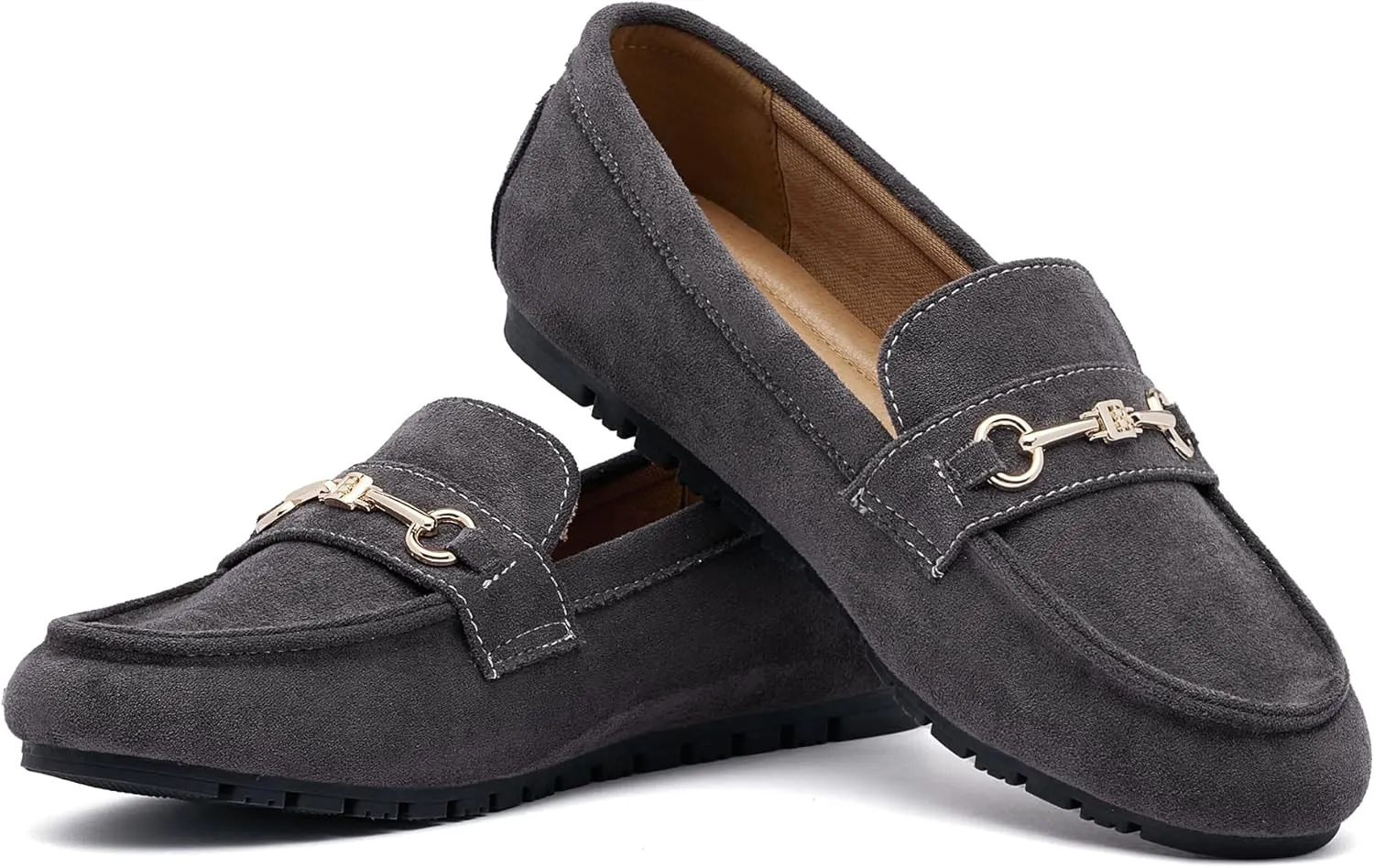 Women's Wide Loafers Casual Slip on Flat Shoes Women's Comfort Penny Loafers with Arch Support Women Dressy Moccasins