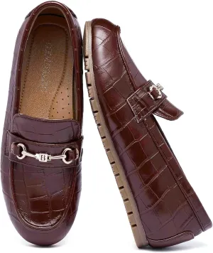 Women's Wide Loafers Casual Slip on Flat Shoes Women's Comfort Penny Loafers with Arch Support Women Dressy Moccasins