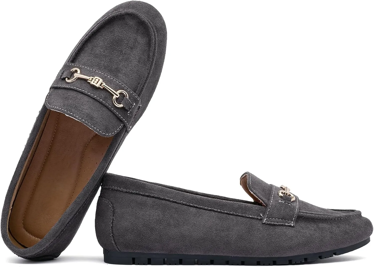 Women's Wide Loafers Casual Slip on Flat Shoes Women's Comfort Penny Loafers with Arch Support Women Dressy Moccasins