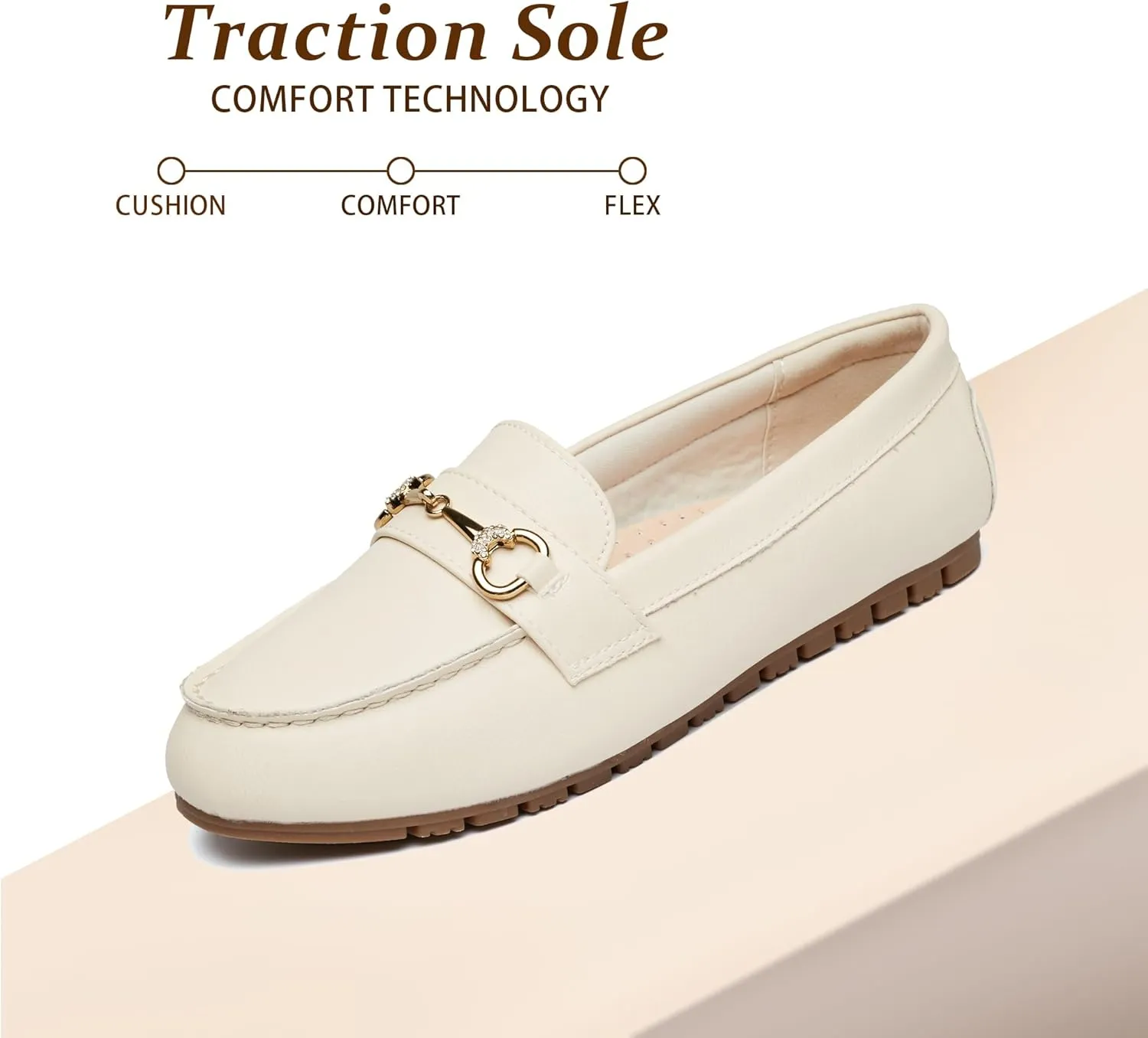 Women's Wide Loafers Casual Slip on Flat Shoes Women's Comfort Penny Loafers with Arch Support Women Dressy Moccasins