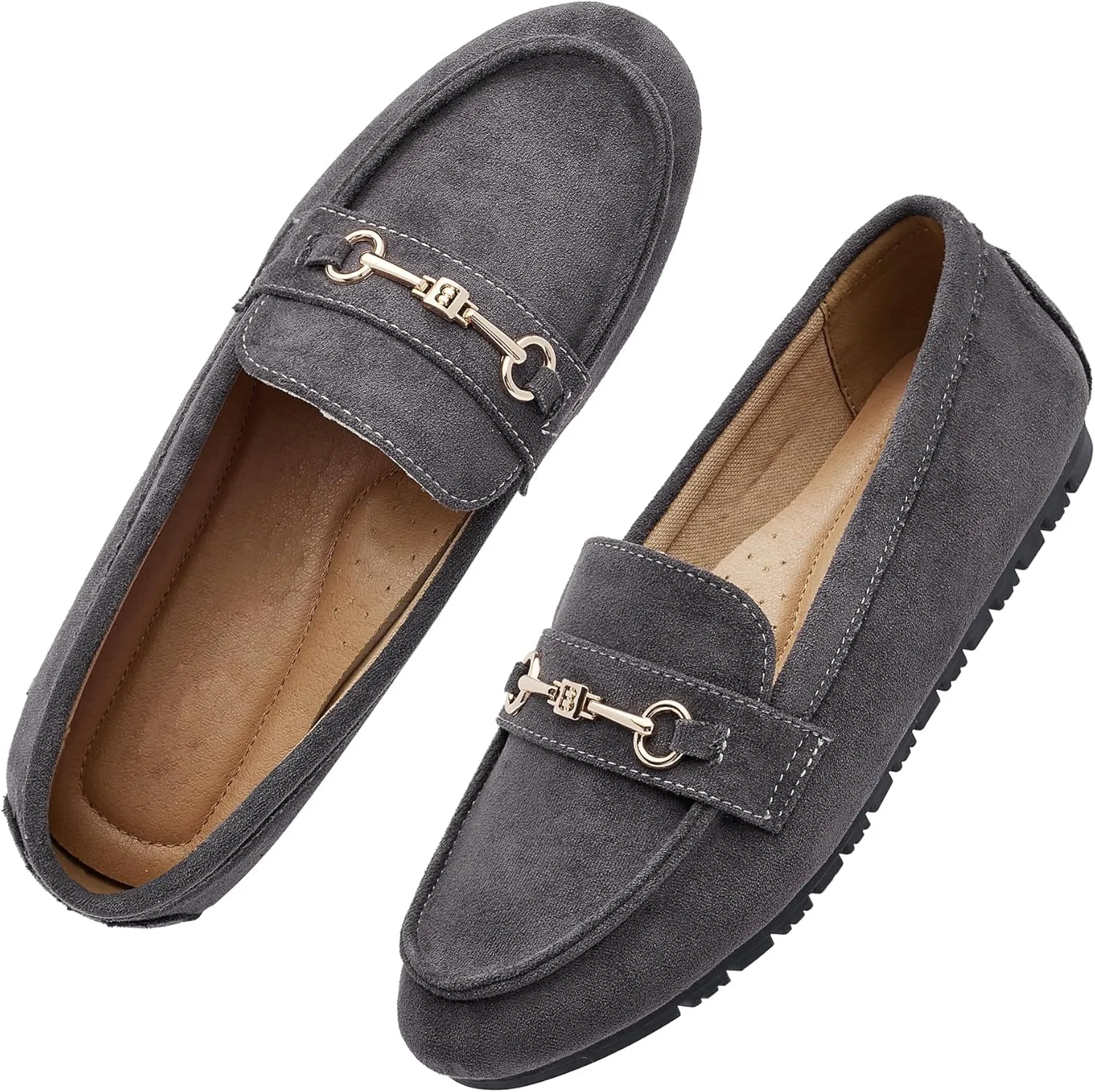 Women's Wide Loafers Casual Slip on Flat Shoes Women's Comfort Penny Loafers with Arch Support Women Dressy Moccasins
