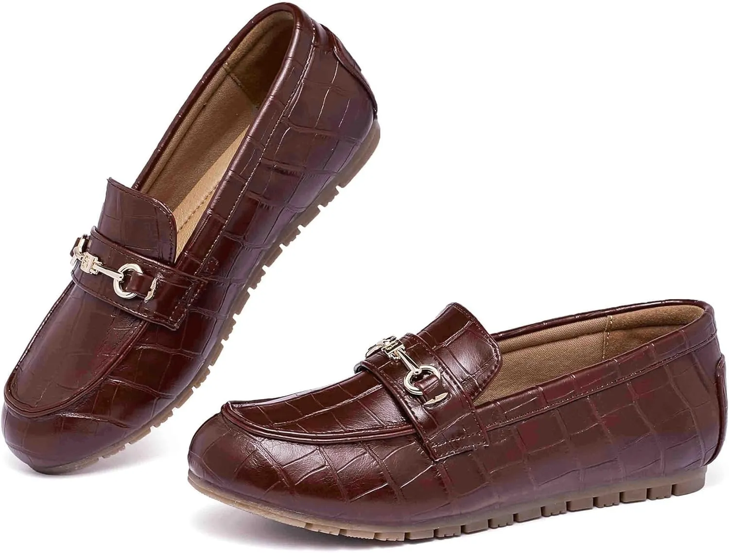 Women's Wide Loafers Casual Slip on Flat Shoes Women's Comfort Penny Loafers with Arch Support Women Dressy Moccasins