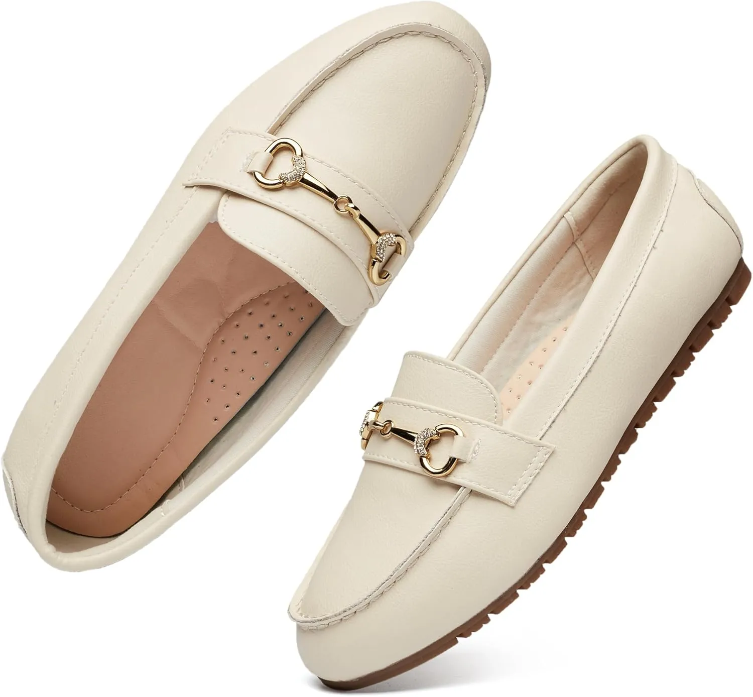 Women's Wide Loafers Casual Slip on Flat Shoes Women's Comfort Penny Loafers with Arch Support Women Dressy Moccasins