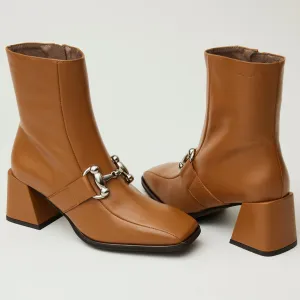 Wonders Tan Leather Over Ankle Boots