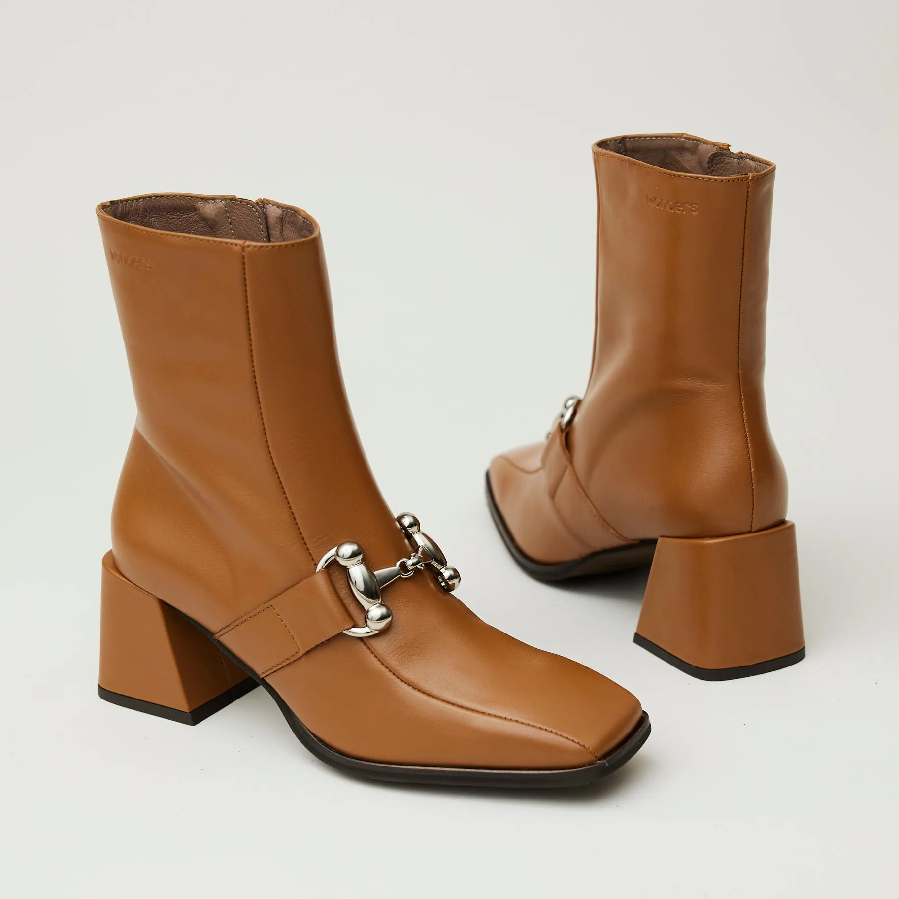 Wonders Tan Leather Over Ankle Boots