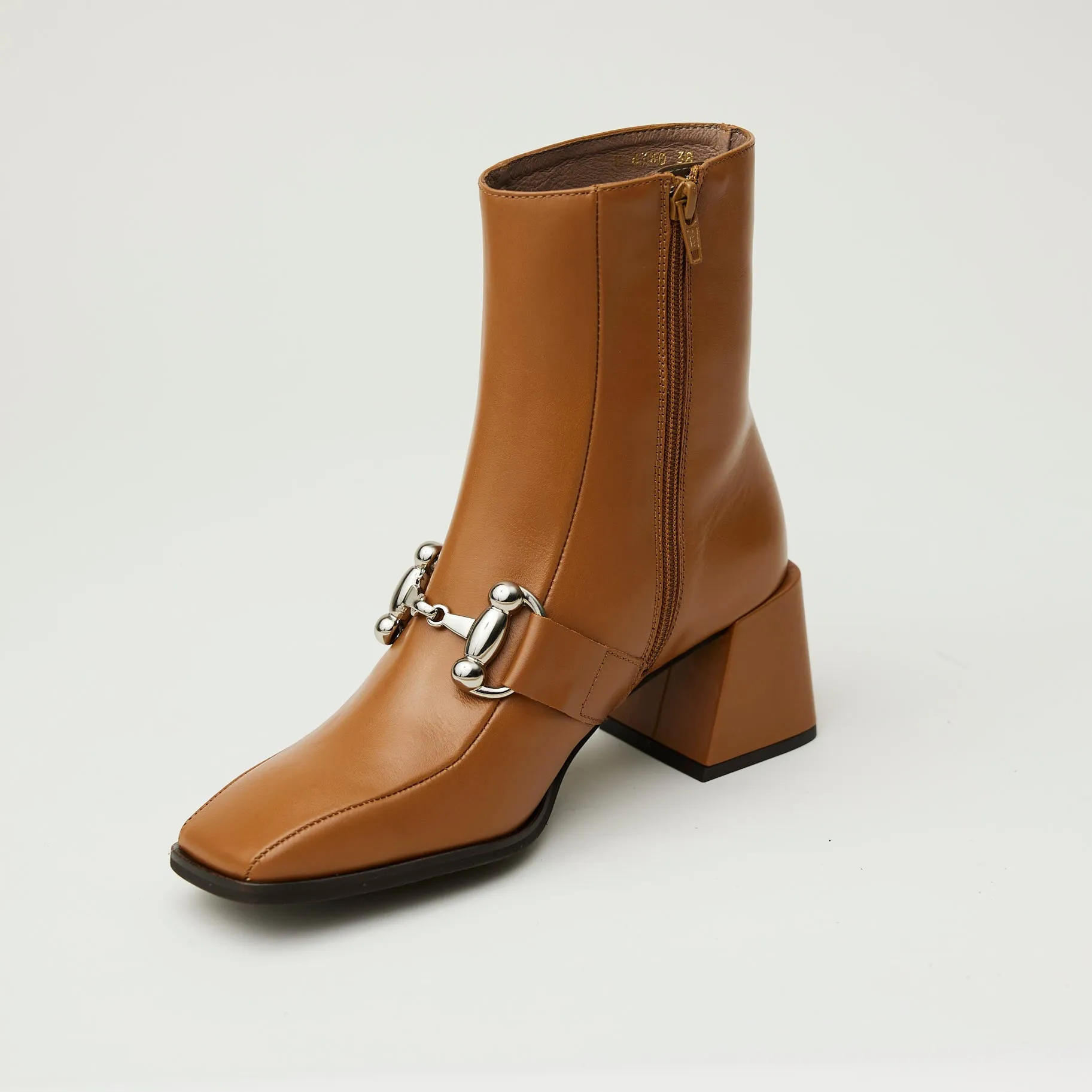 Wonders Tan Leather Over Ankle Boots