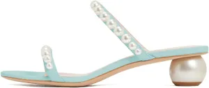 XYD Women Pearl Slide Sandals Spherical Low Heels Open Toe Beaded Two Straps Summer Casual Dress Slippers Shoes
