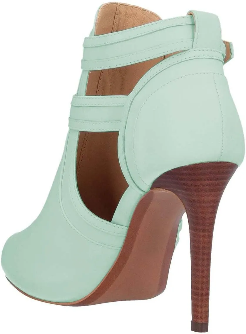 XYD Women Peep Toe Sandal Ankle Booties Dual Buckled Straps Stiletto Heels Stylish Cutout Event Party Pumps Shoes