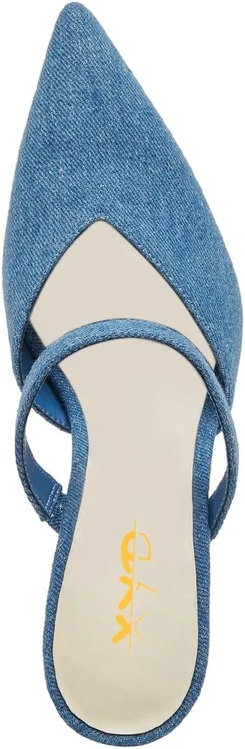 XYD Women Pointed Closed Toe Mules Single Strap Slip On Mid High Heels Sandals Stilettos Chic Ladies Spring Summer Dress Wedding Party Shoes