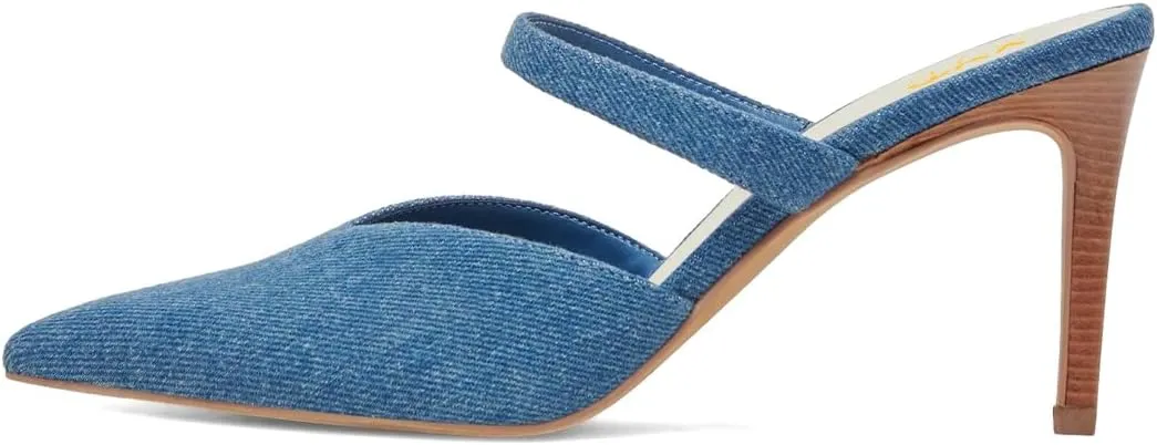 XYD Women Pointed Closed Toe Mules Single Strap Slip On Mid High Heels Sandals Stilettos Chic Ladies Spring Summer Dress Wedding Party Shoes