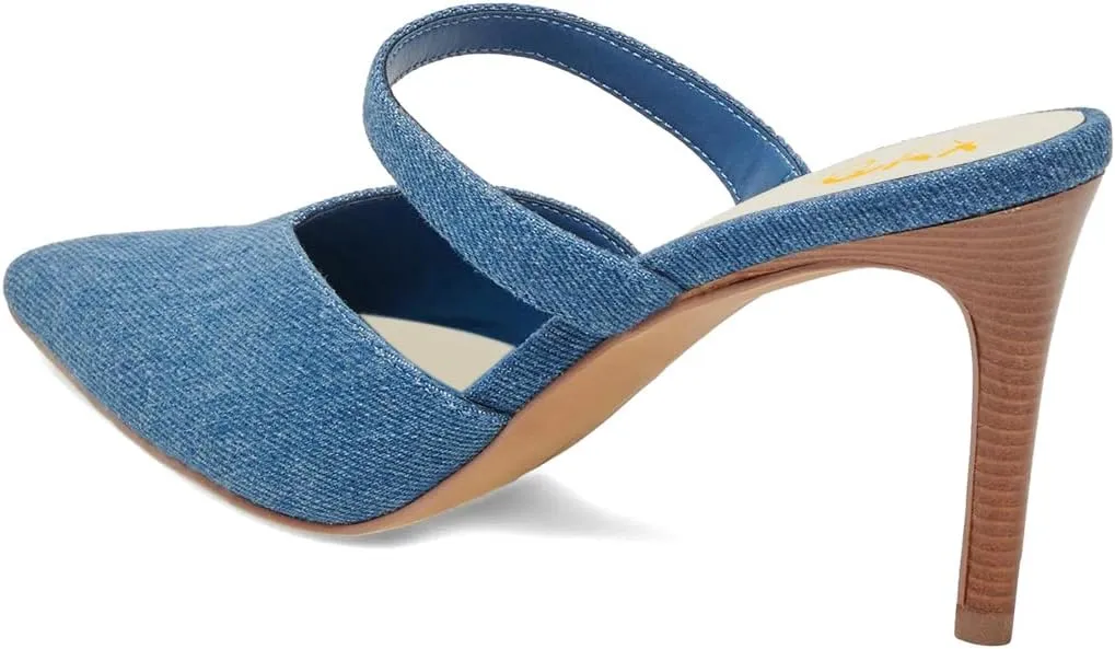XYD Women Pointed Closed Toe Mules Single Strap Slip On Mid High Heels Sandals Stilettos Chic Ladies Spring Summer Dress Wedding Party Shoes