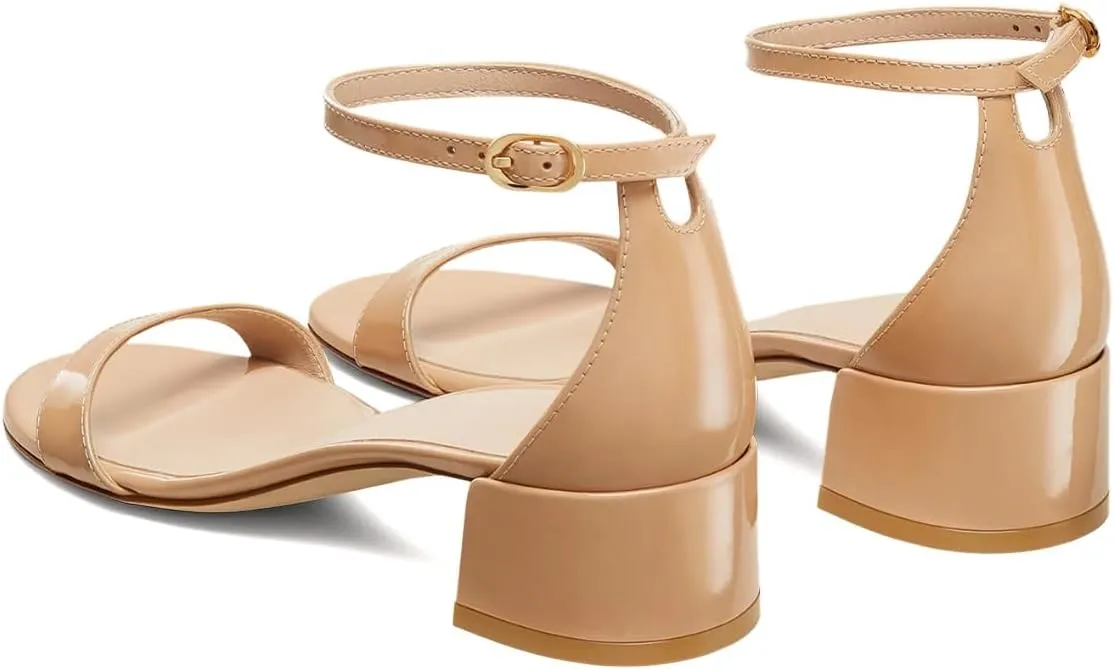 XYD Women's Ankle Strap Low Heel Chunky Sandals Round Open Toe Comfortable Stylish Casual Formal Shoes