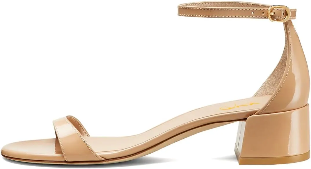 XYD Women's Ankle Strap Low Heel Chunky Sandals Round Open Toe Comfortable Stylish Casual Formal Shoes