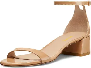 XYD Women's Ankle Strap Low Heel Chunky Sandals Round Open Toe Comfortable Stylish Casual Formal Shoes
